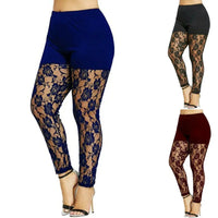 Size 4XL Leggings for Women High Waist Pencil Pants Skinny Lace Hollow Out  Floral Tight Trouser Casual Women Homewear Good Vibrations