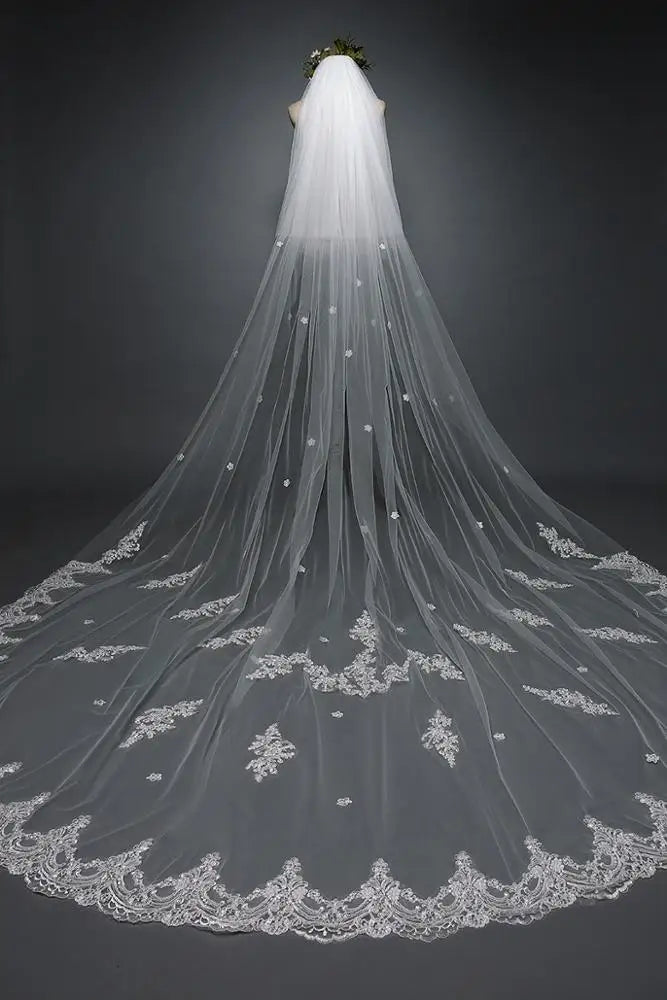 Wholesale Hot Sell Latest Long Tulle Wedding Bridal Veil Lace Wedding Veil Good Vibrations