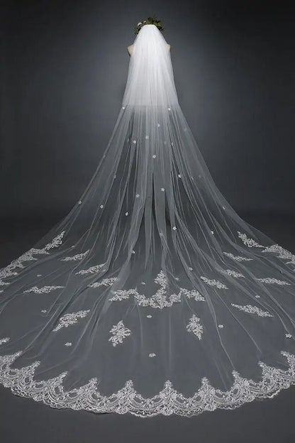 Wholesale Hot Sell Latest Long Tulle Wedding Bridal Veil Lace Wedding Veil Good Vibrations