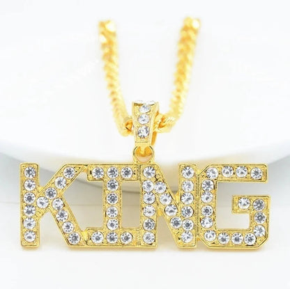 Hip Hop Ice Out Square Crystal S-A-V-A-G-E Letter Pendant Necklace for Men and Women Street One Last Party Trendy Jewelry Gift Good Vibrations