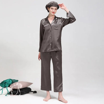 Wholesale 22 Momme Women's Long Sleeve 2 Piece Sets Silk Pajamas Mulberry Silk Pajamas for Women Set Good Vibrations