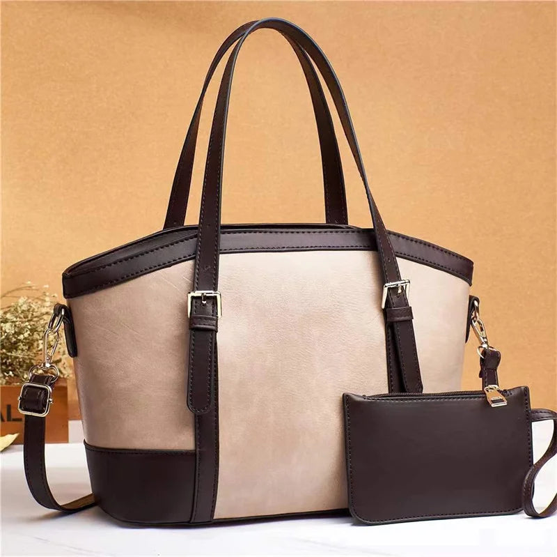 2022 New Bags Foreign Trade Models Stitching Design Shoulder Bag Large Capacity Mother and Child Bag Handbag Sets Good Vibrations