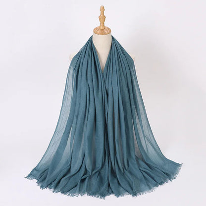 High Quality Viscose Cotton Hijab Shawls Plain Tassels Polyester Veils for Hijab Ladies Good Vibrations