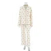 Printed Blouse and Wide Leg Pants Home Loungewear Sets Two Piece Clothing Pyjamas Women's Sleepwear Cotton Pajamas for Women Set Good Vibrations