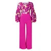 D386 Trendy Ladies Office 2 Piece Pants Set Women Outfits for Women Print Strap Top Wide Leg Pants Two Piece Set Women Clothing Good Vibrations