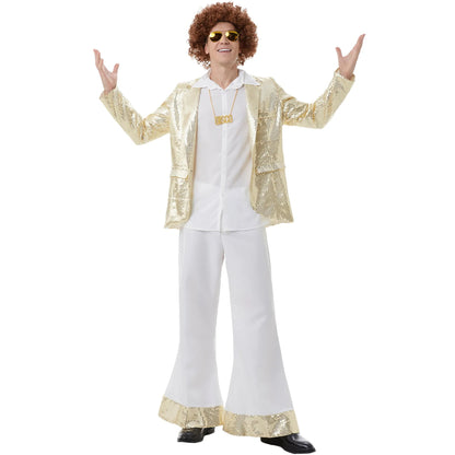 Halloween Costumes for Mens Love Hippie Costume 1960s Stage Performance Coat Shirt Pants Wig Fancy Cosplay Clothing Set Good Vibrations
