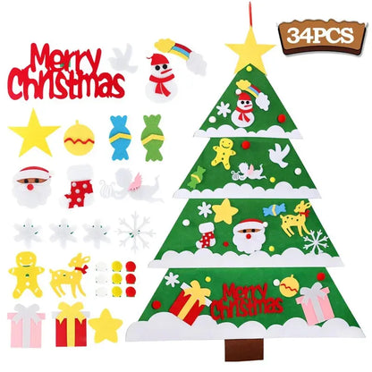 Kids DIY Felt Christmas Tree Merry Christmas Decorations For Home 2025 Christmas Ornaments Navidad 2026 New Year Gifts Xmas Tree Good Vibrations