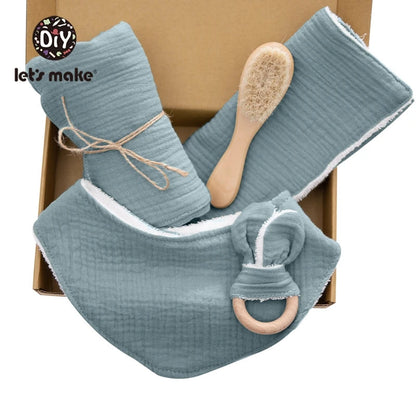 Let's Make Baby Bath Toy Set Double Sided Cotton Blanket Saliva Towel Rabbit Bracelet Toys Baby Bath Gift Products For Kids Good Vibrations