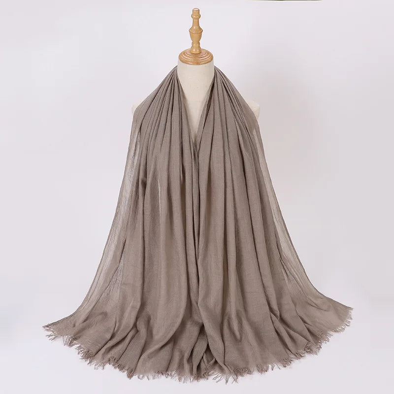 High Quality Viscose Cotton Hijab Shawls Plain Tassels Polyester Veils for Hijab Ladies Good Vibrations