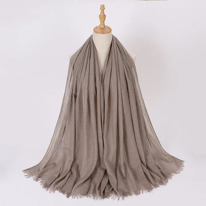 High Quality Viscose Cotton Hijab Shawls Plain Tassels Polyester Veils for Hijab Ladies Good Vibrations