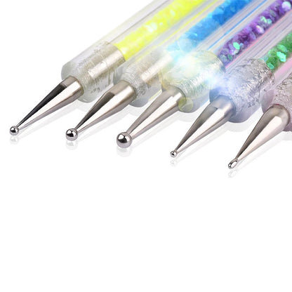 5pcs 2 Way Nail Art Brush Liner Gel Nail Art Painting Pens Polish Dotting Manicure Brushes Set Beauty Tool Good Vibrations