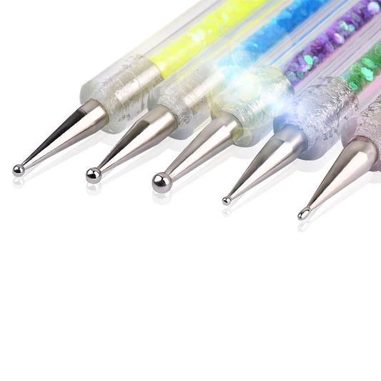 5pcs 2 Way Nail Art Brush Liner Gel Nail Art Painting Pens Polish Dotting Manicure Brushes Set Beauty Tool Good Vibrations