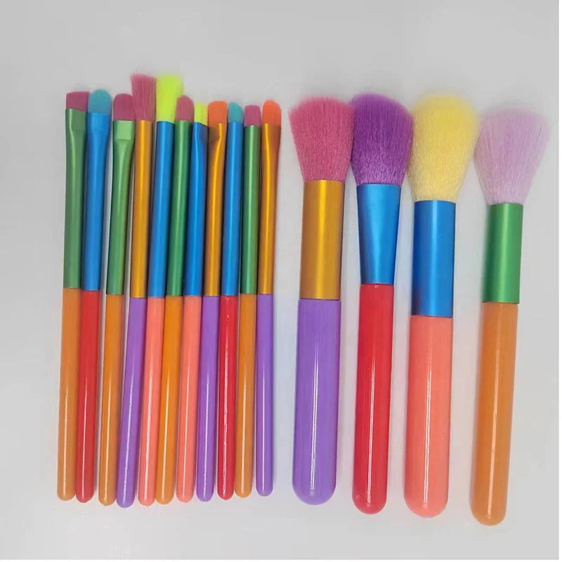 Makeup Brushes 15Pcs Colourful Makeup Brush Set Premium Synthetic Face Powder Kabuki Foundation Eye Shadow Make up Brush Kit Good Vibrations