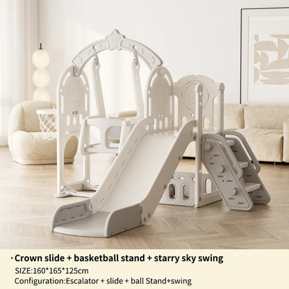 Feelbaby White Plastic Indoor Playground Set Swings Slide for Kids Home Garden Use-PE Material for Educational Shopping Mall Use Good Vibrations