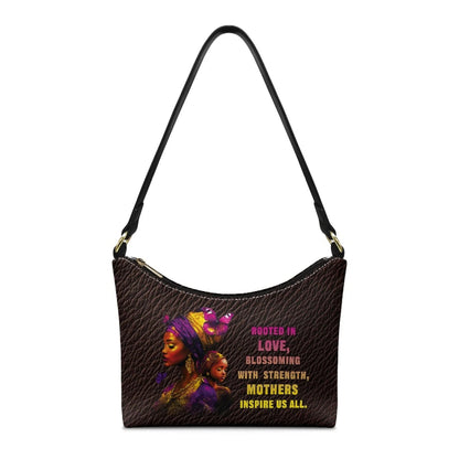 Nice Purple Flowers Birds Print Women's Single Shoulder Bag Fashionable Underarm Design Zip Portable All-Match Mother's Day Gift Good Vibrations