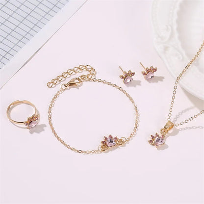 Hot Sale Elegant Luxurious Engagement Party Jewelry Set For Women Cute Cartoon Cat Paw Crystal Design Female Wedding Jewelry Good Vibrations Adult Super Store
