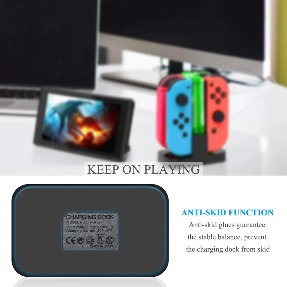Nintend Switch 4 Controller Charger LED Indicator Charging Dock Station for Nitendo Switch Nintendoswitch NS Joy-con Accessories Good Vibrations