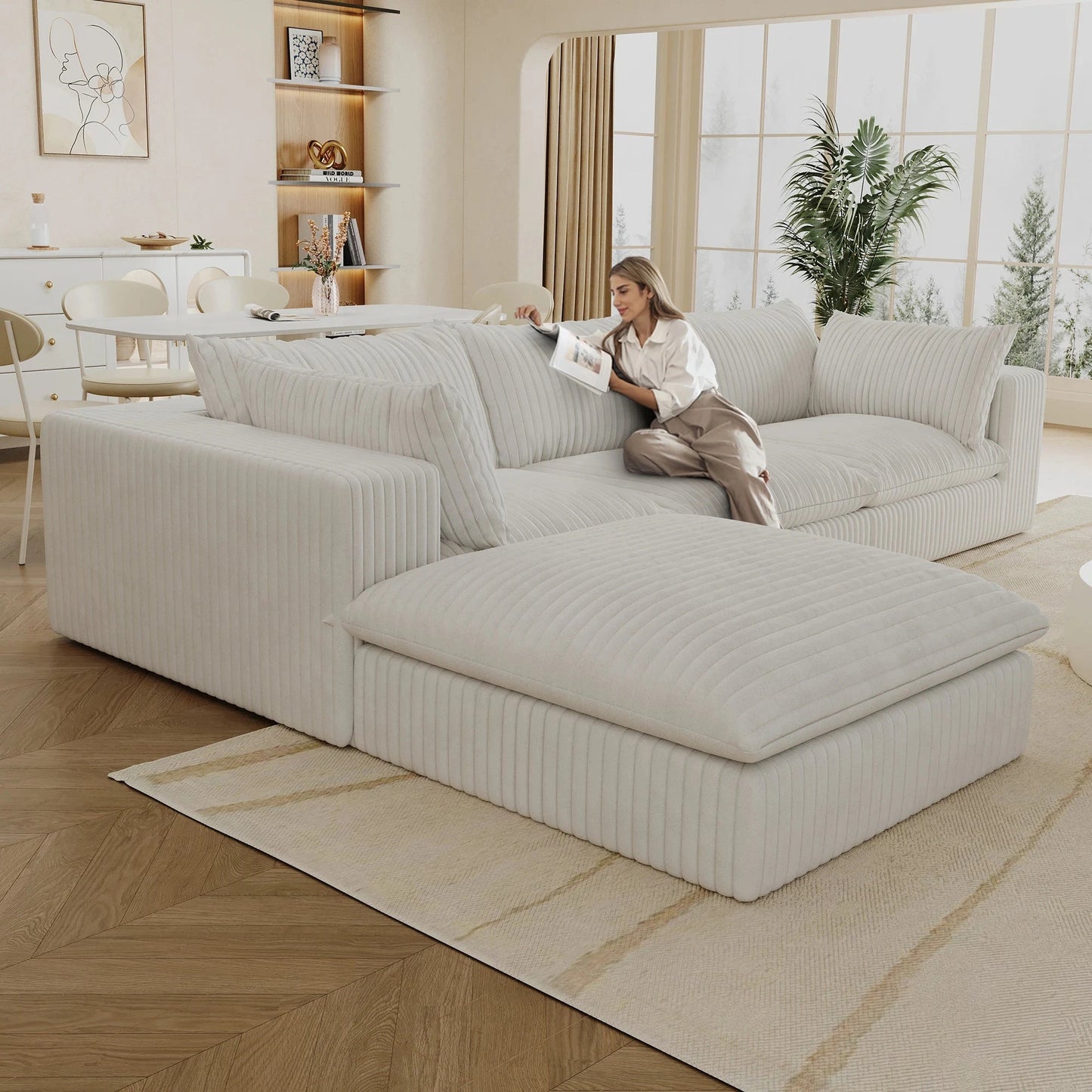 JIYI Modern High-Density Sponge Fabric Sofa Bed Boneless Compressed Vacuum Made in China Living Room Furniture Set Good Vibrations
