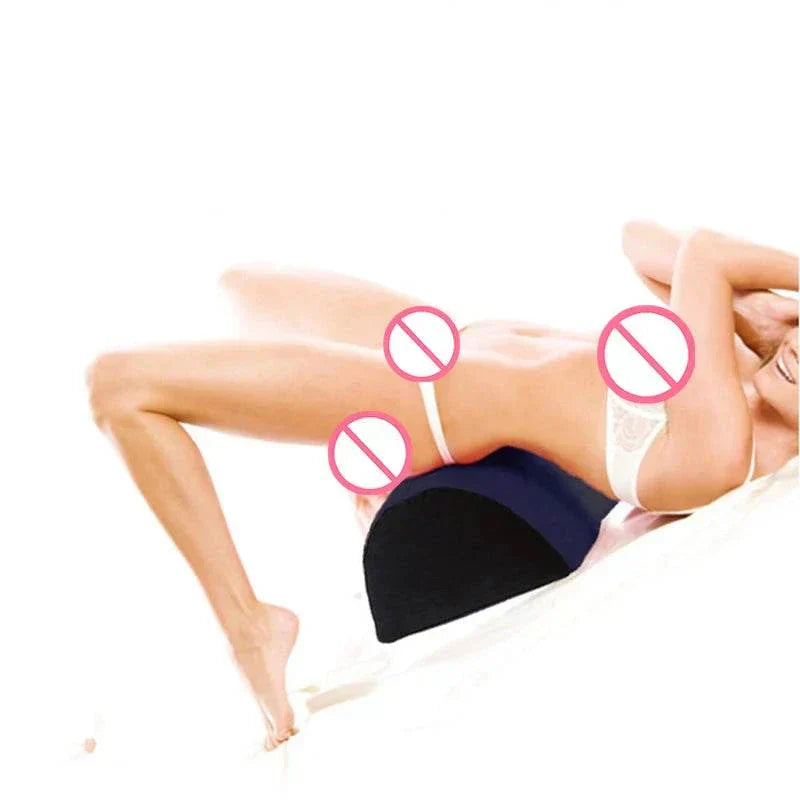 Inflatable erotic wedge cushion for adult couples' intimate games and BDSM positions.