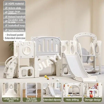 Plastic Swing Set with Slide and Playhouse for Outdoor Kids' Play for Gardens Sports Parks Schools Good Vibrations