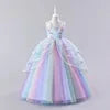 Kids Unicorn Girl Dresses Flower Appliques Princess Dresses Children Wedding Birthday Party Costume Evening Formal Gown Good Vibrations