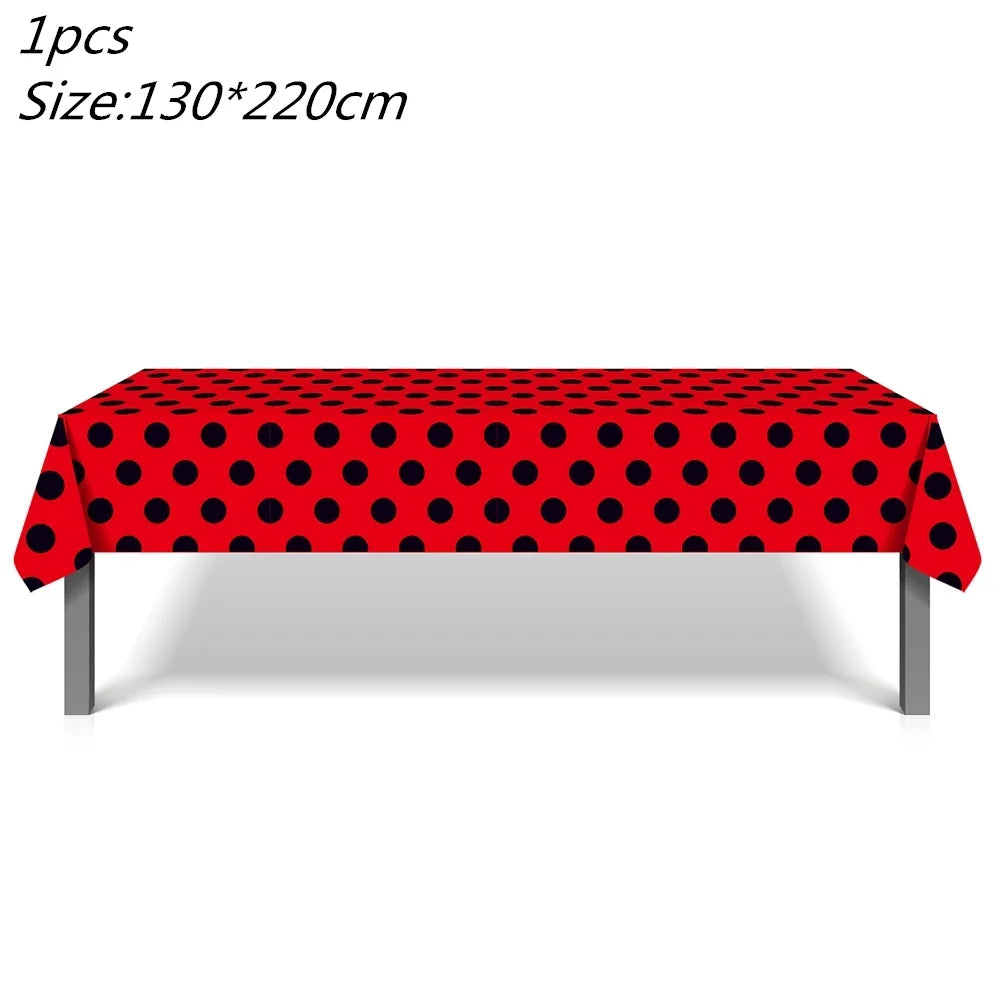 Cartoon Ladybug Theme Birthday Supplies Tablecloth Paper Plate Cup Banner Balloon Party Decoration Set Baby Shower Decoration Good Vibrations