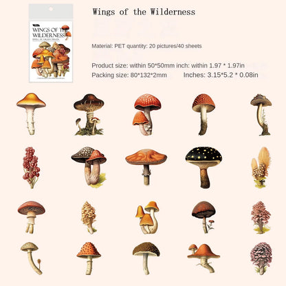 40 Sheets/pack PET Sticker Pack Green Wilderness Pastoral Series Alien Plant Theme Material Decoration Good Vibrations
