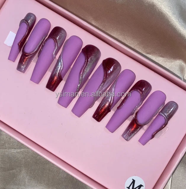 High Quality Multiply Designs 3D Handmade Customize Salon Press on Nails Acrylic Materials Set Good Vibrations