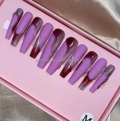 High Quality Multiply Designs 3D Handmade Customize Salon Press on Nails Acrylic Materials Set Good Vibrations