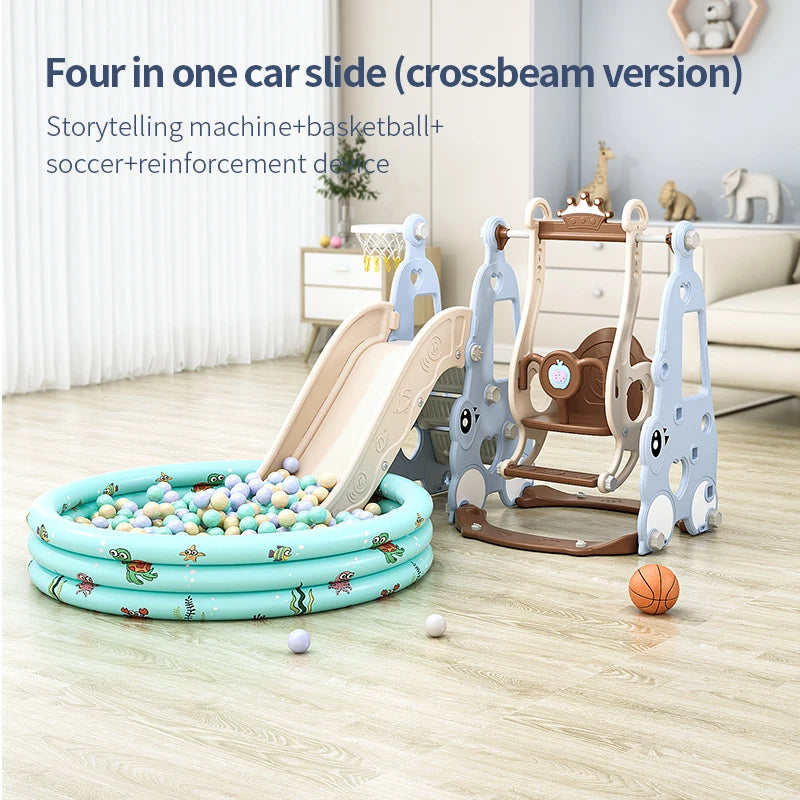 Indoor 6-in-1 Plastic Swing and Slide Set for Kids PE Baby Climbing Equipment Kindergarten Daycare Playhouse Good Vibrations