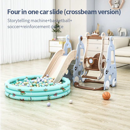 Indoor 6-in-1 Plastic Swing and Slide Set for Kids PE Baby Climbing Equipment Kindergarten Daycare Playhouse Good Vibrations