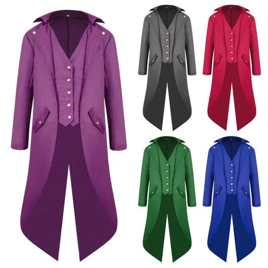 S-5XL PLUS SIZE Men's Steampunk Vintage Tailcoat Jacket Gothic Victorian Frock Coat Uniform Halloween Costume Ecoparty Good Vibrations