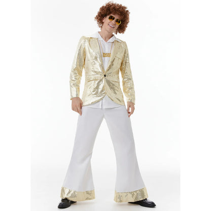 Halloween Costumes for Mens Love Hippie Costume 1960s Stage Performance Coat Shirt Pants Wig Fancy Cosplay Clothing Set Good Vibrations