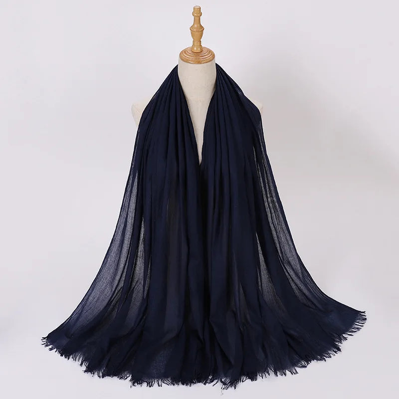 High Quality Viscose Cotton Hijab Shawls Plain Tassels Polyester Veils for Hijab Ladies Good Vibrations