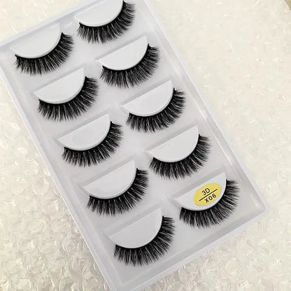 5 Pairs Multipack 3D Soft Mink Hair False Eyelashes Handmade Wispy Fluffy Long Lashes Natural Eye Makeup Tools Faux H13 E08 E01 Good Vibrations