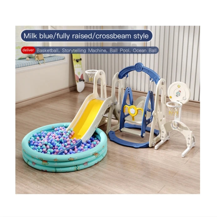 Children's Indoor Playground Equipment Plastic Swing and Slide Combination Playhouse with Ball Pit for Home or School Use Good Vibrations
