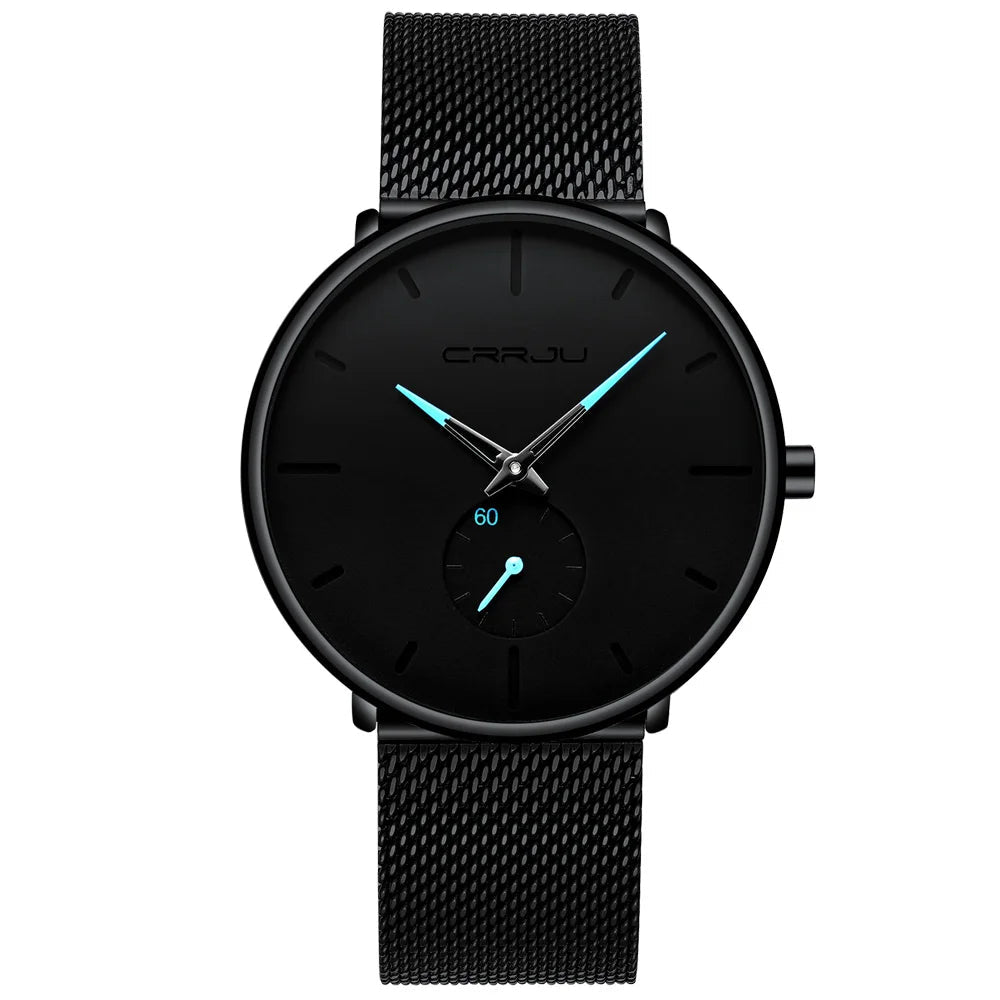 Men Watch CRRJU Watch Women Quartz Dress Watch for Men Dress Watches Fashion Unisex Ultra Thin Wristwatch Relojes Para Hombre Good Vibrations