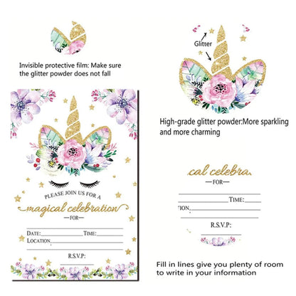 Birthday Party Decoration Invitation Card Magic Unicorn Petal Star Envelope Card Girl Unicorn Theme Party Invitation Good Vibrations