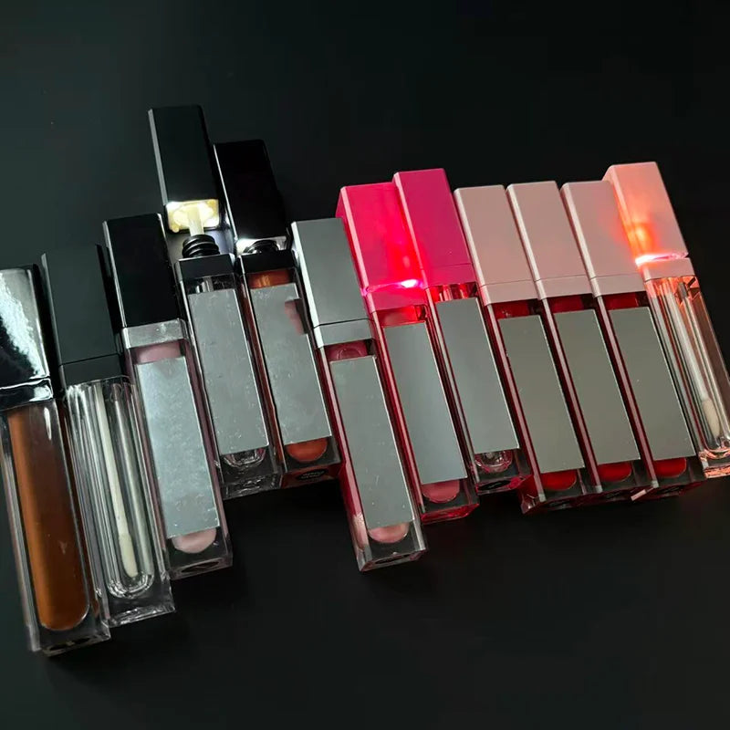 LED Lipgloss High Quality Vegan Personalized LED Tube Pink Hydrating Natural Hyaluronic Acid Liquid Lip Gloss  Wholesale Good Vibrations