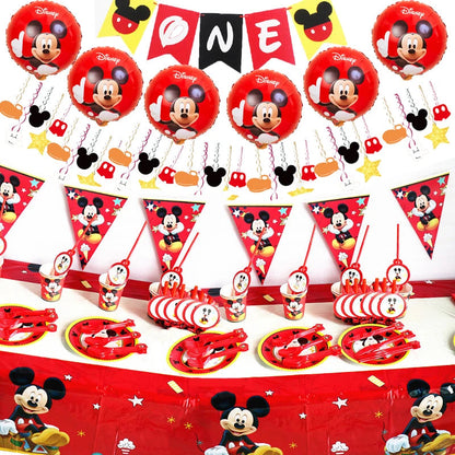 Mickey Mouse Theme Disposable Tableware Cups Plate Baby Children Birthday Party Supplies Boy Family Good Friend Party Decoration Good Vibrations
