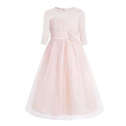 Elegant Floral Lace Flower Girl Dresses Kids Princess Wedding Dress Pageant Birthday Evening Party Dress Girls Formal Clothes Good Vibrations