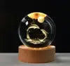Gift Custom 3d Art 6cm Crystal Ball Night Lamp Luminous USB Wood Base Glowing Decoration Solar System Led Night Lights Good Vibrations