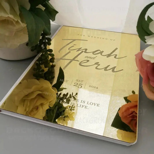 Personalized Wedding Guest Book Rustic Mirror Engraved Calligraphy Date Alternative Blank Favor Gift G025 Good Vibrations