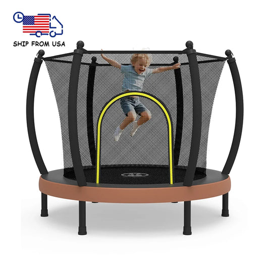 Zoshine 60" Indoor Baby Trampoline, Multi Color Mini Design Save Space,  Inside Safe Enclosure Net with Bounce Jumping Mat Good Vibrations