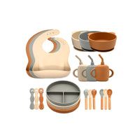 Custom Wholesale Supplies Nursing Weaning Products Silicone Baby Feeding Set Silicone Plate Bowl Spoon Tableware Good Vibrations