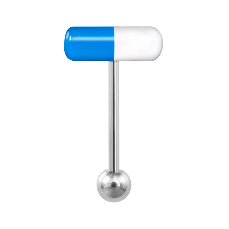 1-10 Pieces Colorful Capsule Tongue Rings Acrylic Pill Tongue Piercing Jewelry Women Surgical Steel Tongue Ring Bars Barbell 14G Good Vibrations