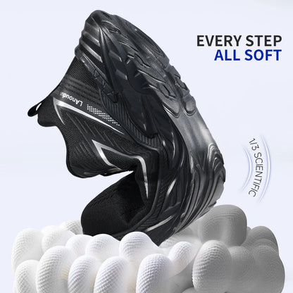 Lanoudun Assembly Line Safety Shoes For Men Black Steel Toe Puncture Resistant EN Standard Cap Microfiber Good Vibrations