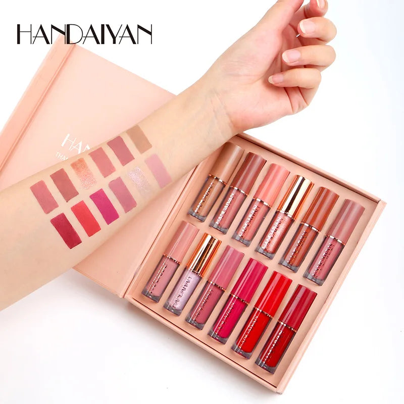 Handaiyan 12 Colors Lip Gloss Set Liquid Lipstick Set Labiales Matte Professional Oem Good Vibrations