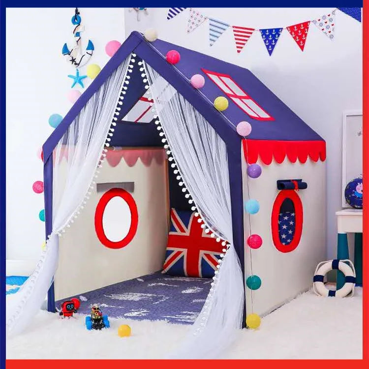 Children's Indoor Play Toys Teepee Luxury Princess Castle Playhouse Bed Wooden House Shaped Tent for Kid Good Vibrations