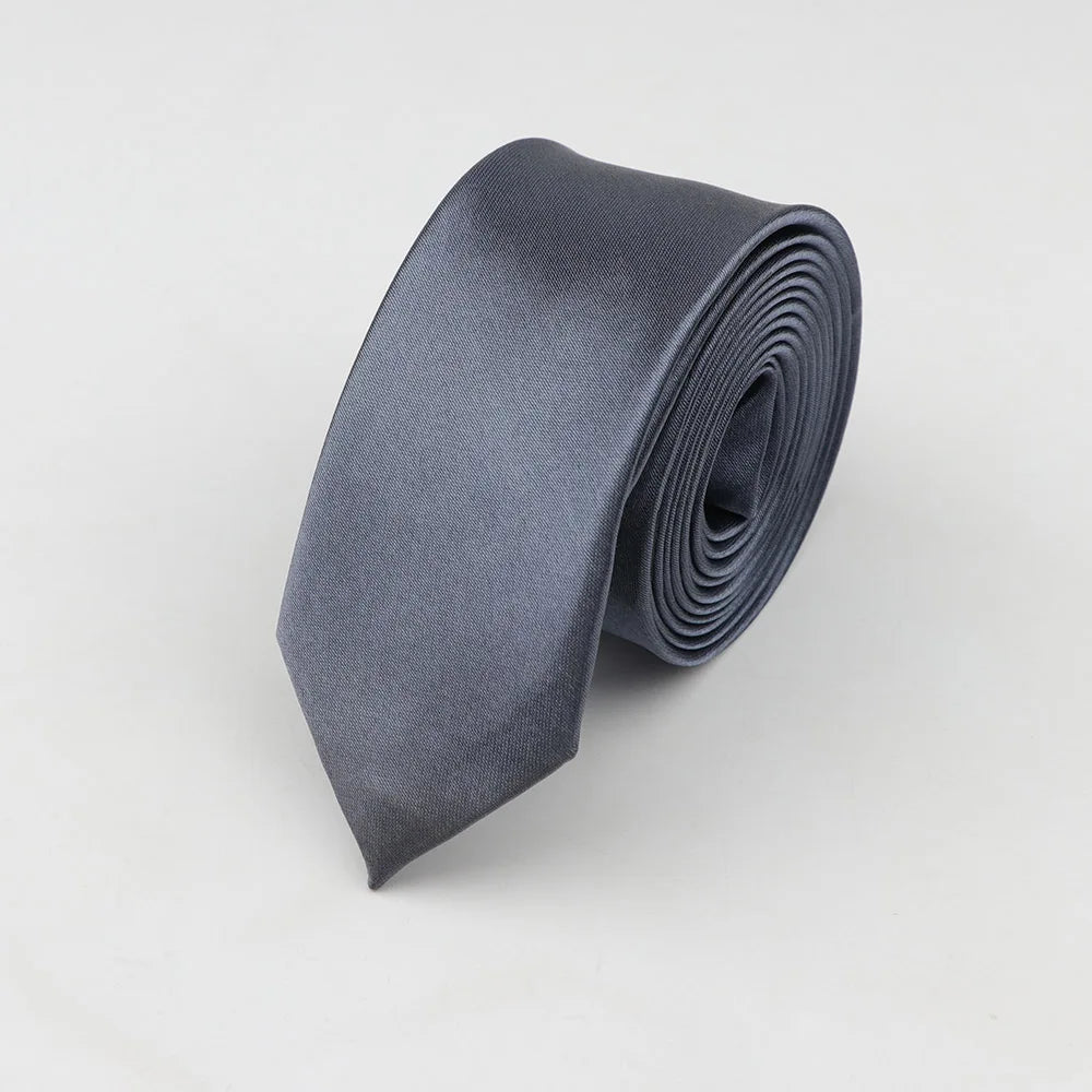 Tie for Men Solid Color Slim Necktie Polyester Narrow Cravat Blue Purple Gold Pink Formal Ties Fashion Daily Shirt Accessory Good Vibrations